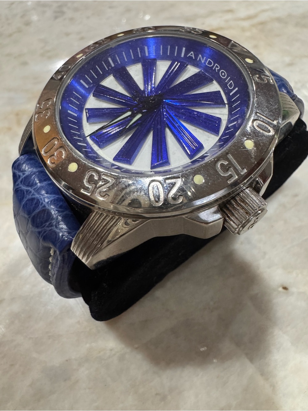 48mm Auto | Blue Spinning BLADES & Strap | Luminous Dial ANDROID Watch